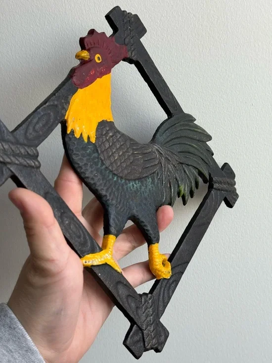 Vintage Rooster Iron Painted 8.5x8.5" Trivet Kitchen Farmhouse Decor Cottagecore - Picture 7 of 12